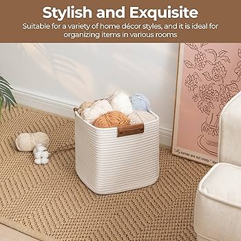 Amazon.com: StorageWorks White Woven Baskets, Cotton Rope